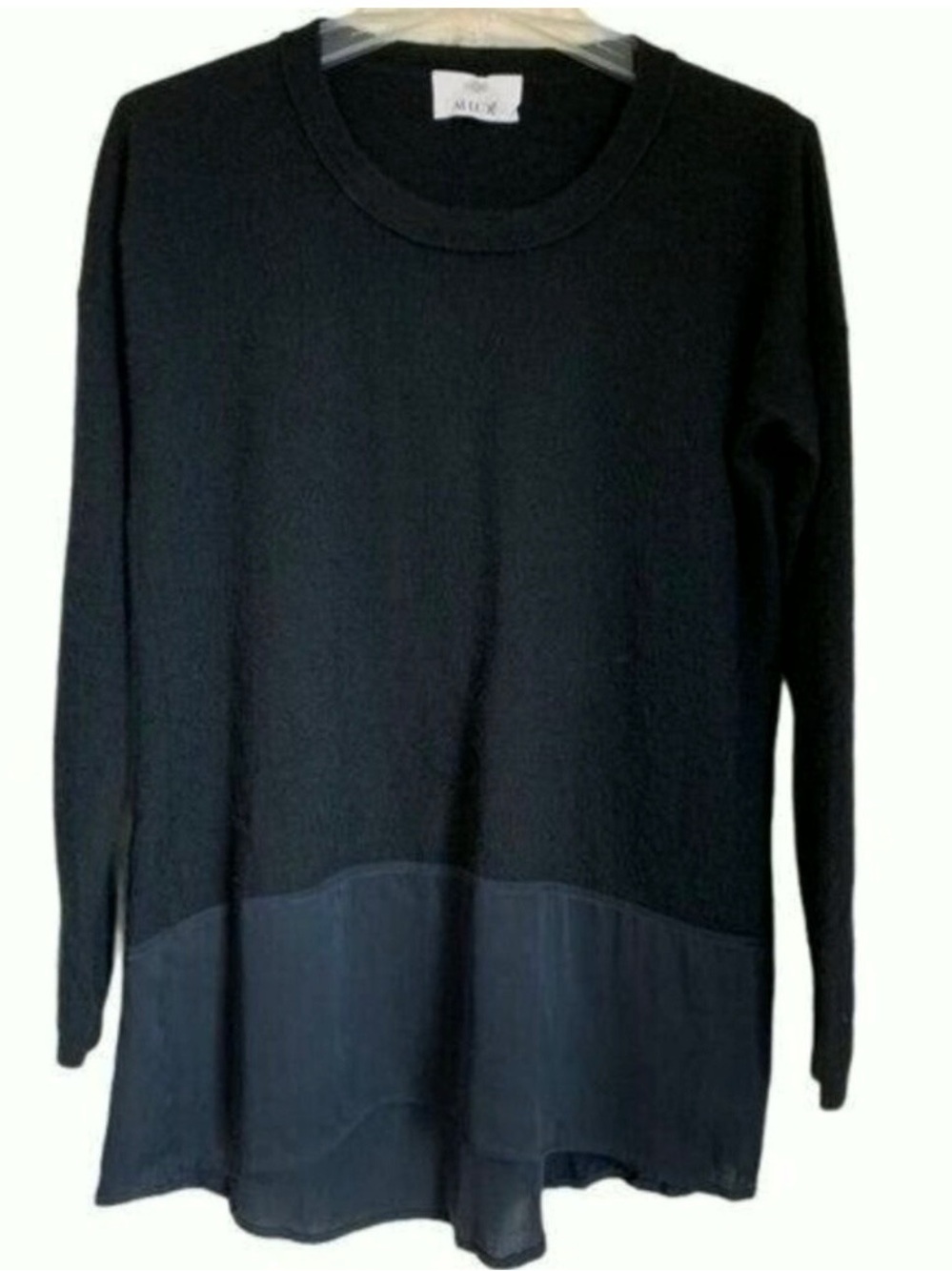 Allude Black Cashmere Sweater Women’s Small Silk Chiffon Shirttail Quiet Luxury